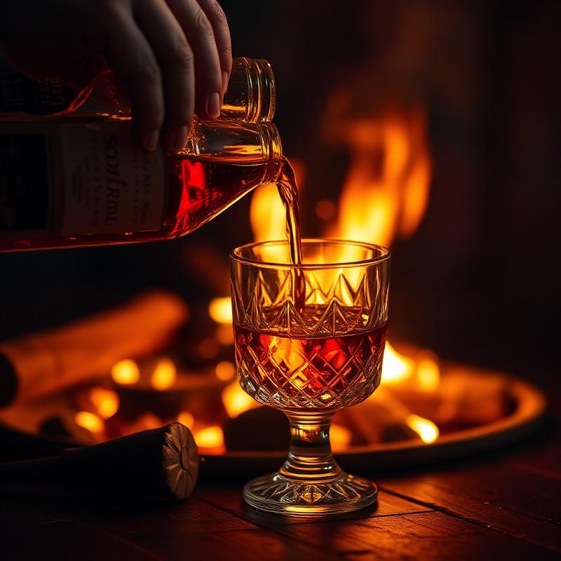 Bourbon being poured by the fire